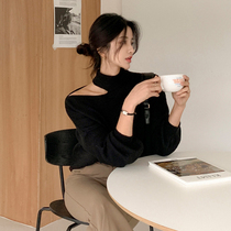 HChen Koreas official website direct mail eye asymmetrically hung neck - loose shoulder bat sleeve loose sweater 3 color