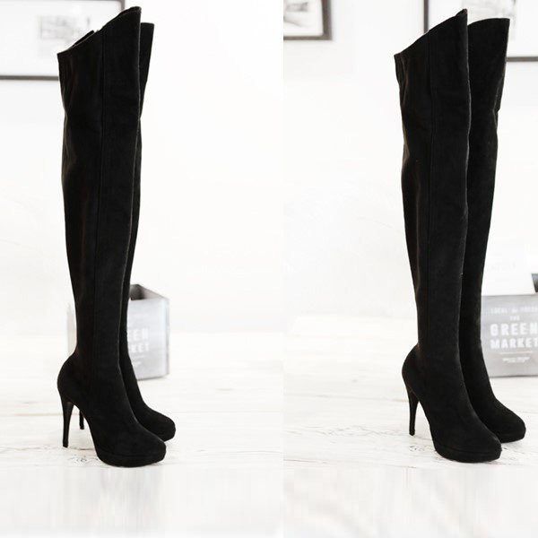 Korean handmade custom sexy stiletto high-heeled matte leather waterproof platform tight-leg over-the-knee boots