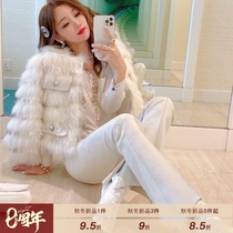 MissLuxury Net celebrity style ~ thin fashionable small fragrant wind 2021 New sheep curl fur coat women