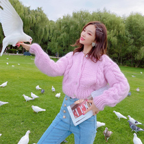 Miss Luxury wool knitwear Traditional hand-woven ultra-short sweater jacket Womens cardigan~fashion