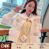Miss Luxury lasagna snow custom lace mink fur short Fashion Net red cardigan jacket