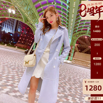 MissLuxuryB home Classic 2021 autumn new leather windbreaker womens sheep leather slim long coat