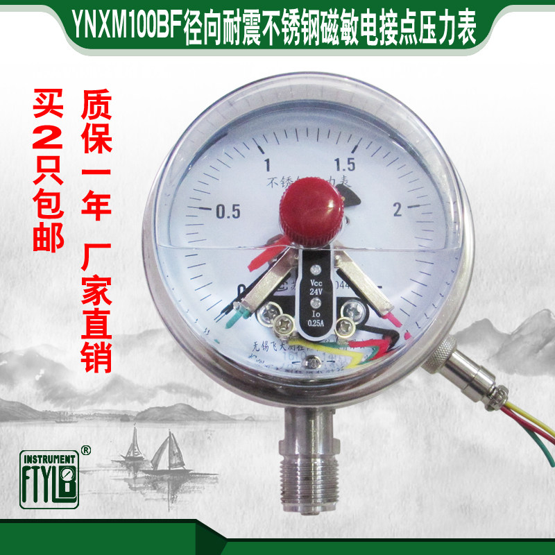Factory direct FTYLB Wuxi Feitian YNXM100BF24V magnetic sensitive stainless steel shockproof electric contact pressure gauge