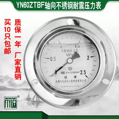 FTYLB Wuxi Feitian YN60ZT-BF III Anti-corrosion 304 Axial Belt Front Seismic Stainless Steel Pressure Gauge