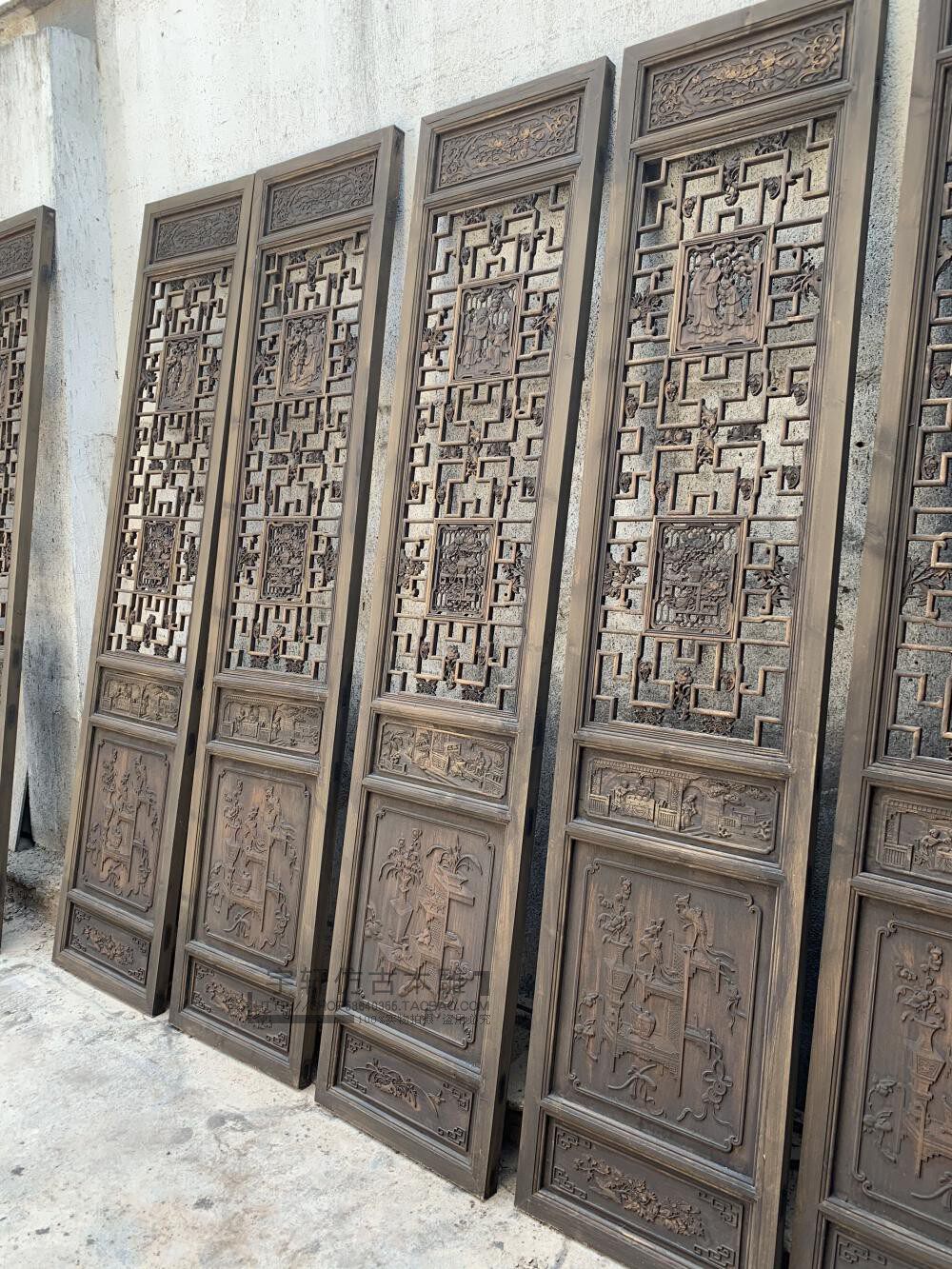East Yang Wood Carving Imitation Ancient Make Old Screen Partition Background Wall Incense Camphor Wood Flower Lattice Solid Wood Carved Door Ancient Building Doors And Windows Wind-Taobao