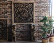 Dongyang antique wood carving hanging screen living room pendant wall decoration solid wood carved square window screen flower window