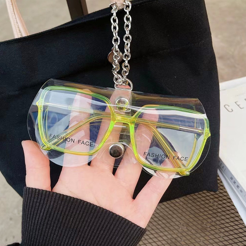 Minimalist transparent decoration ins portable retro laser hanging bag ornaments Korean version sunglasses sunglasses eye bag containing