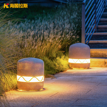 Round tree light solar stone head lamp outdoor round stone lamp sketch light Park decoration lawn light waterproof led