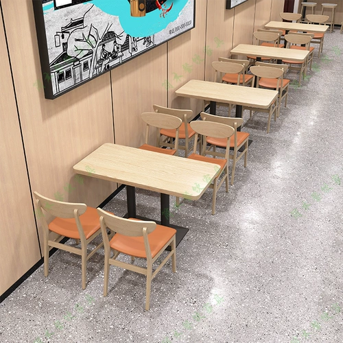 Десертный молочный чайный чайный магазин диван сиденья для настройки простой столовой для лапши в кафетерии закуски фаст -фудах Столики с твердым деревом и комбинация стул