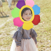 Sunflower headgear Sun flower face cover Shake sound face flower games admission opening ceremony Creative appearance prop flower