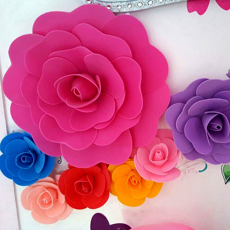 Wedding stage background wall decorated flowers manual large paper flower shopping mall festival flower window flower blossom roses