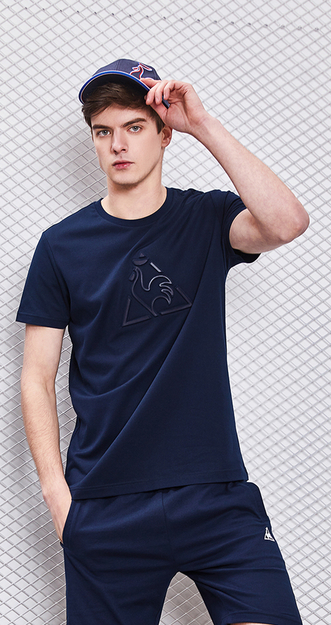 Áo thun cotton cạp cao Pháp thể thao nóng bỏng tay ngắn nam CBT-0113181 áo tank top gym