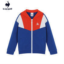 Lecac French Rooster color stitching hooded zipper cardigan children