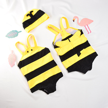 Cute bee childrens swimsuit male and female childrens performance uniform one-piece swimsuit baby hot spring cartoon swimsuit