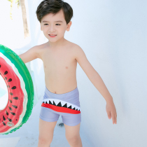 Childrens swimsuit boy flat corner swimming trunks split small middle and Big Boy shark cartoon swimsuit boy swimming suit