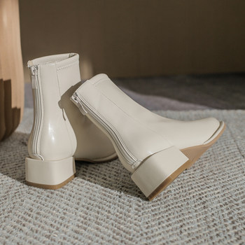 Mr. Wei British Style Chunky Heel Martin Boots for Women 2025 New Off-White Comfortable Soft Leather Slim Boots Short Boots for Women