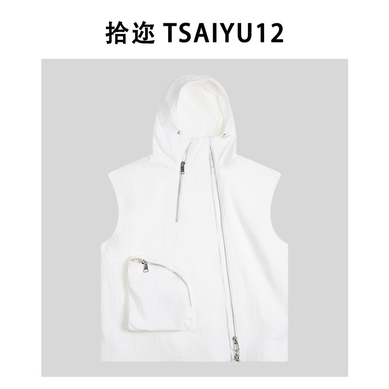 Tsaiyu12 Original 2025 New Design Unisex Vest Spring and Autumn Hooded Vest Jacket