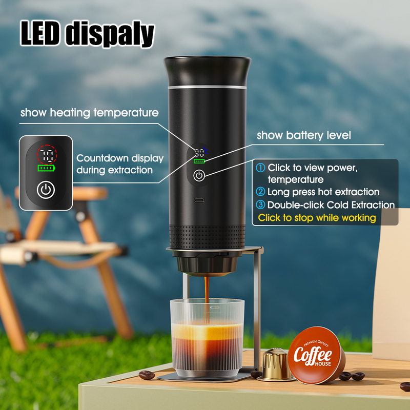 Cross-Border [Lcd Display Model] Portable Capsule Coffee Machine, American/Italian Espresso, Electric Heating, Pump Pressure Type