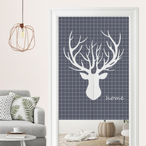 Door curtain fabric curtain partition curtain bedroom kitchen household fitting room toilet non-perforated cloth curtain half curtain