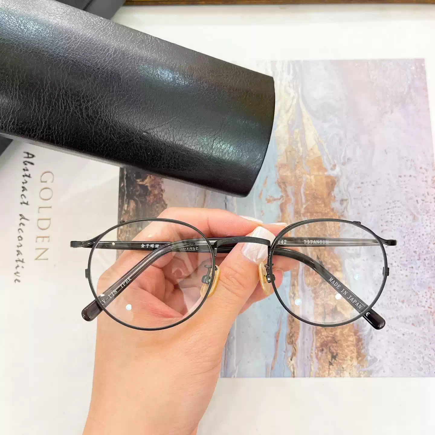 日系復古金子眼鏡kv-118圓形鈦架金屬眼鏡框平光近視鏡框