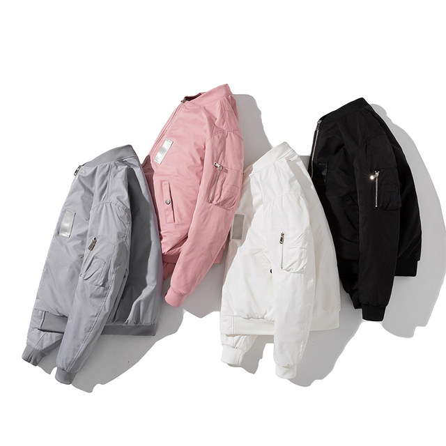 Autumn and winter Korean solid color bomber jackets, versatile coats, loose baseball uniforms, trendy men and women couples thickened cotton coats