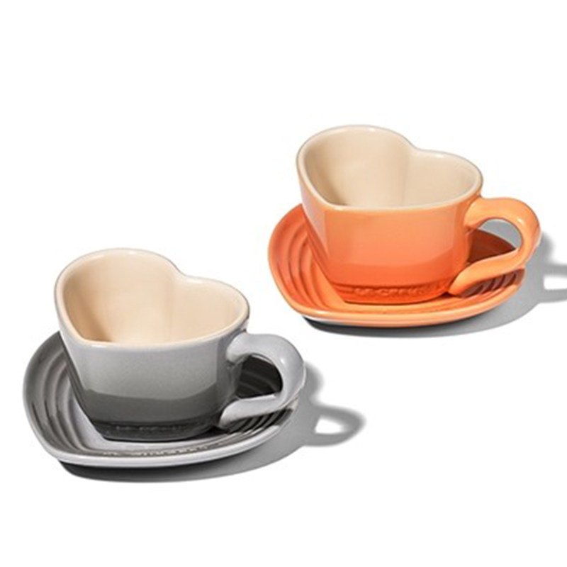 France Le creuset cool color ceramic coffee cup heart-shaped cup heart-shaped plate Japanese style 200ML