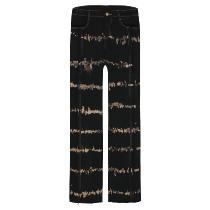 4UYES retro high-waisted casual trousers for men and women thin loose Joker temperament tie-dyed micro-horn jeans