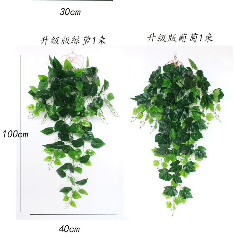 Mô phỏng cây xanh treo tường ban công phòng khách trong nhà trang trí hoa giả treo hoa lan nhựa mây lá xanh - Hoa nhân tạo / Cây / Trái cây