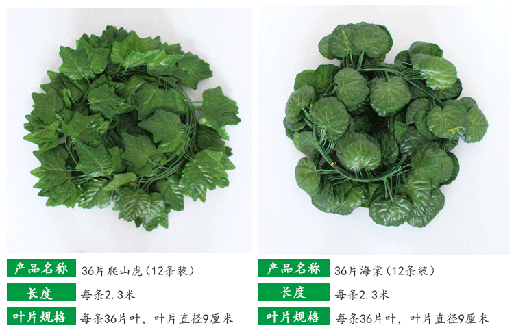 Mô phỏng cây củ cải xanh giả hoa trang trí cây nho lá xanh lá ban công ống nước trần nhựa - Hoa nhân tạo / Cây / Trái cây hoa lan giả