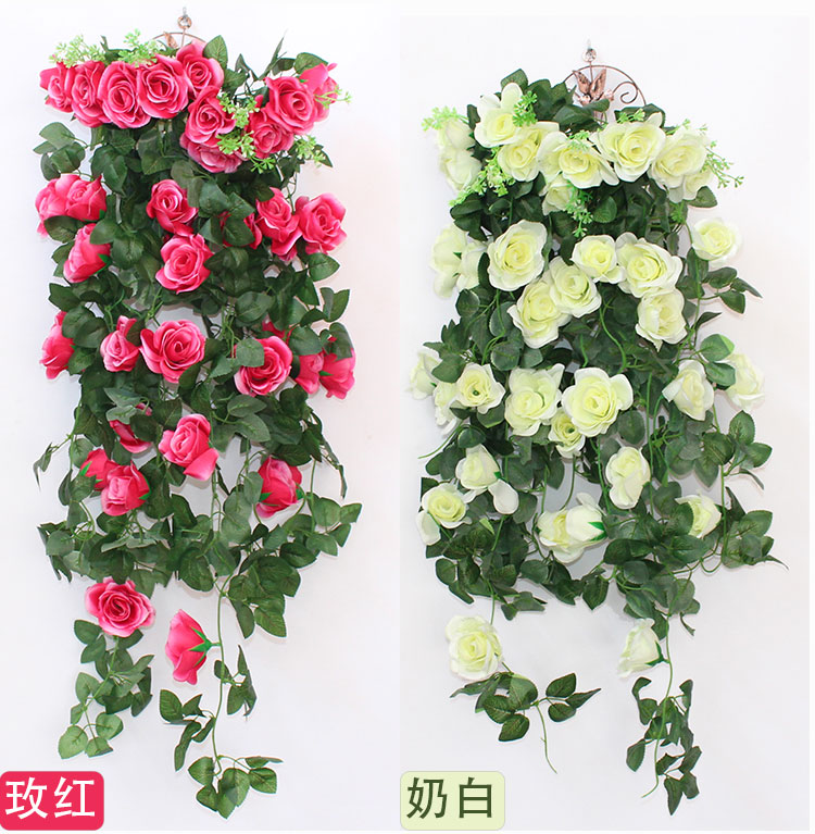 Mô phỏng hoa hồng mây giả hoa treo giỏ trang trí hoa cây nho nhựa hoa mây trong nhà phòng khách treo tường - Hoa nhân tạo / Cây / Trái cây cây oliu giả