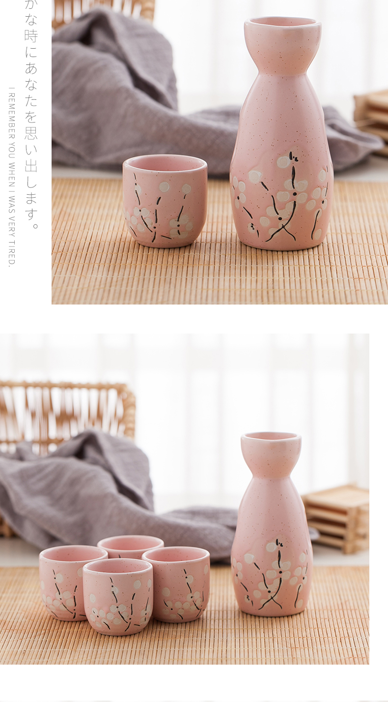 Rượu vang gia đình Jialan đặt rượu vang ly ly kết hợp 5 miếng rượu vang trắng Trung Quốc gốm cổ rượu sake Nhật Bản - Rượu vang ly rượu vang đẹp