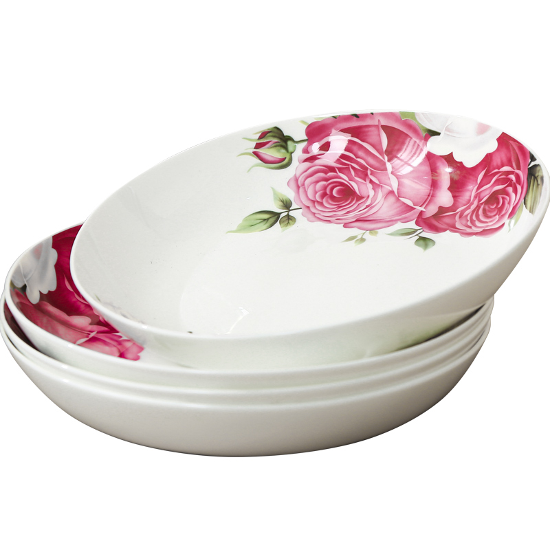 Garland plate ipads porcelain child suit dish dish dish home 8 inches round word "dumpling" continental plates deep soup plate