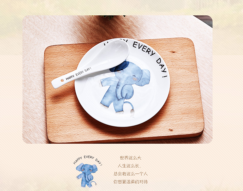 Jialan bone china sáng tạo bộ đồ ăn món ăn nhà gốm sứ món ăn tây phim hoạt hình món ăn nhẹ tấm ăn sáng tấm trái cây bát đĩa đẹp