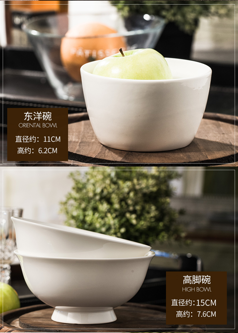 Jialan Tang Sơn xương bộ đồ ăn Trung Quốc xương trắng tinh khiết món ăn món ăn thìa miễn phí với lò vi sóng gốm sứ bộ đồ ăn - Đồ ăn tối chén ăn cơm