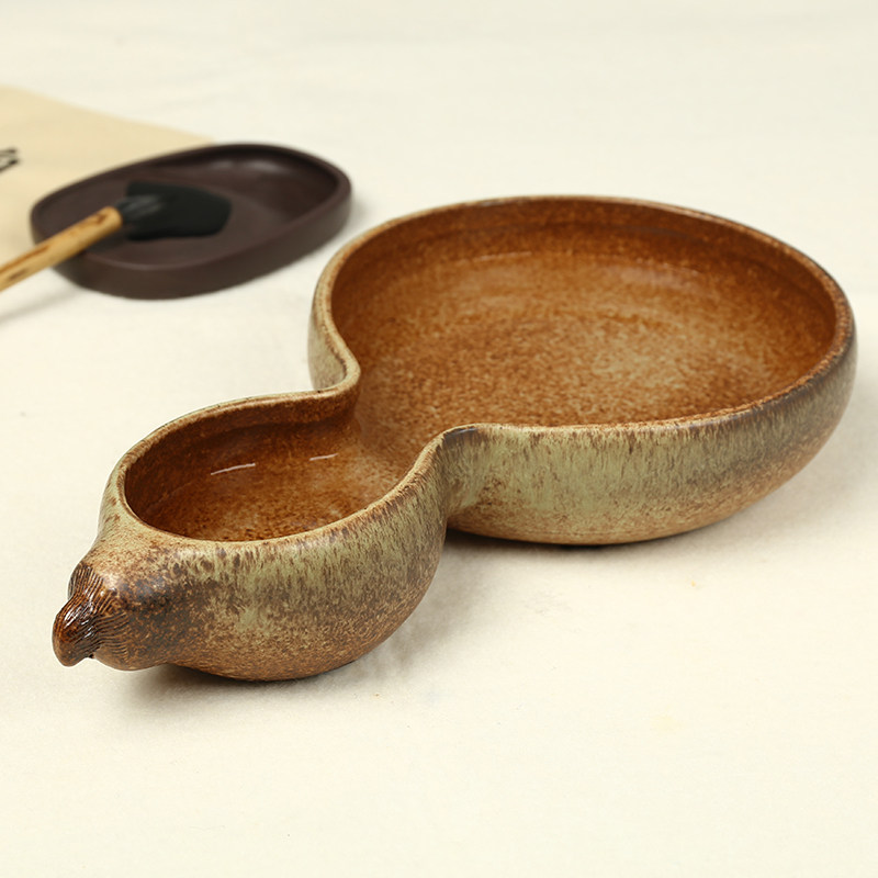 Gourd scoop-shaped rough pottery pen wash ceramic large antique pen wash brush study room number pen wash