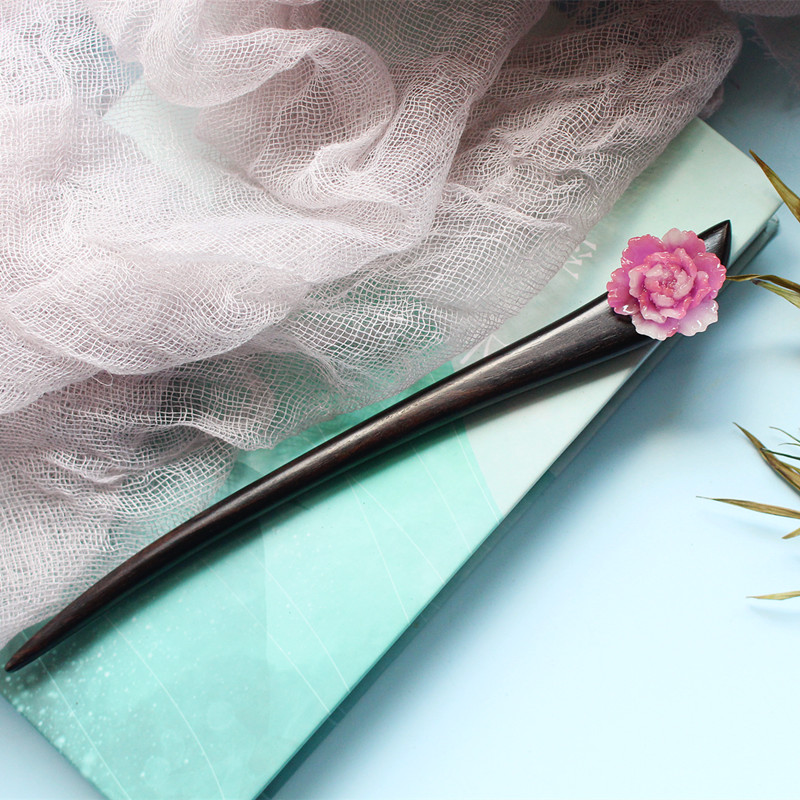 Court peony retro elegant ebony hairpin graceful and luxurious desert rose hairpin women's hair accessories