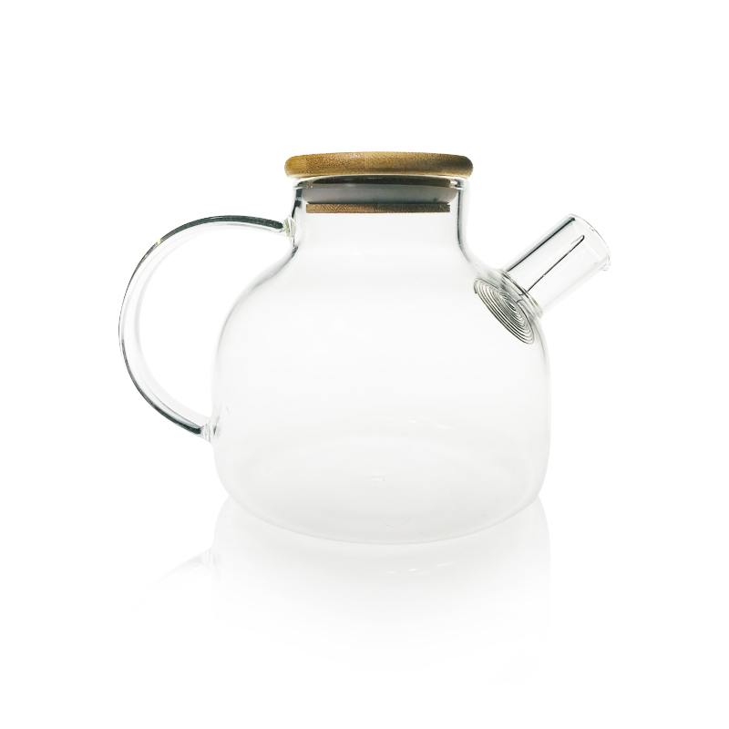 Japanese-style portable transparent heat-resistant glass pot household explosion-proof large-capacity stainless steel filter mesh bamboo wood lid health teapot