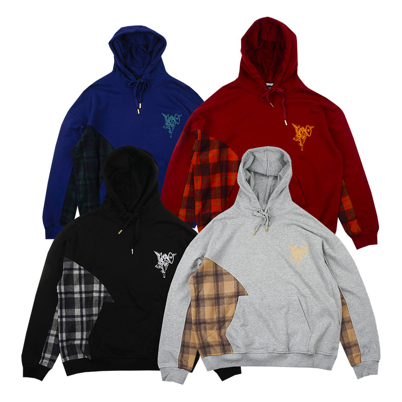 GRAF original brand PEACEFULSLAUGHT Big shield Angel wool plaid stitching pocket terry hat