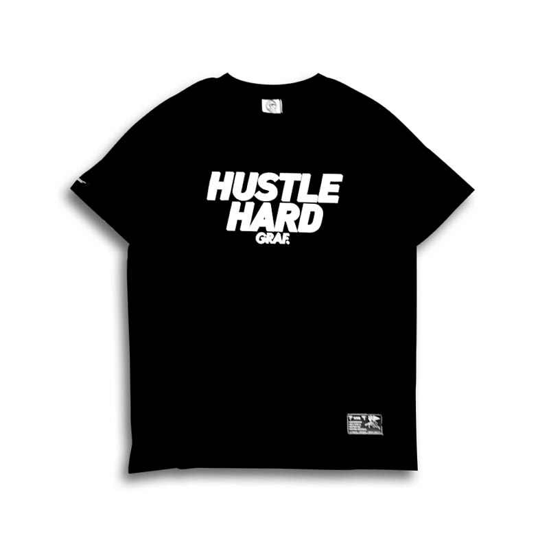 GRAF原创品牌 | 街头精神 Hustle Hard 黑色夏季纯棉短袖T恤