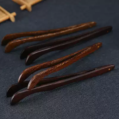 Pure copper tea clip Tea leaf tweezers Tea cup clip Bamboo wooden single Kung Fu tea set accessories Ebony