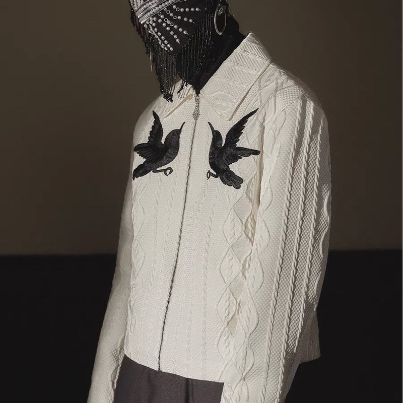 Glacier Boy 2024 Autumn/Winter Immortal Phoenix Jacquard Fleece-Lined Thickened Jacket