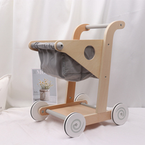 Baby walker crossing home simulation baby cart supermarket shopping cart boy girl gift wooden 2-3 years old 5
