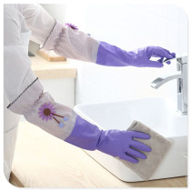 Rubber gloves long wear-resistant work waterproof and durable washing clothes washing dishes women clean kitchen thick non-slip plastic