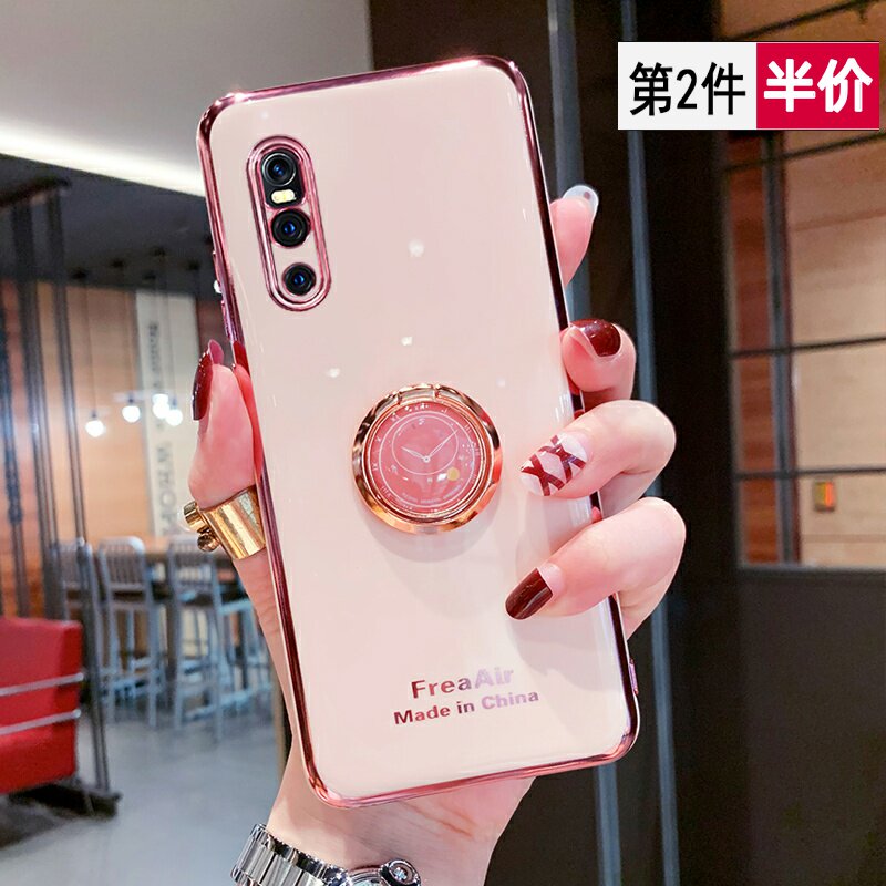 vivox27 mobile phone protection shell new creative clock ring bracket x27pro lifting camera full package protection x27 electroplating anti-fall shell vivox27pro tide card net red female