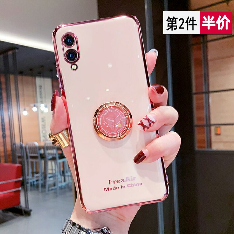 vivox21 mobile phone protection shell creative clock ring bracket x21 screen fingerprint version full package camera protection x21 rear fingerprint electric plated version anti-fall softshell Chauffnet red lady shell cover