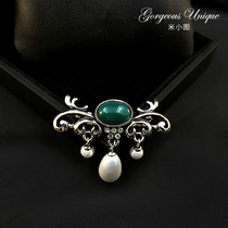 High - end collar - tied lady retro - atmospheric chest coat sweater sweater needle temperament accessories 393