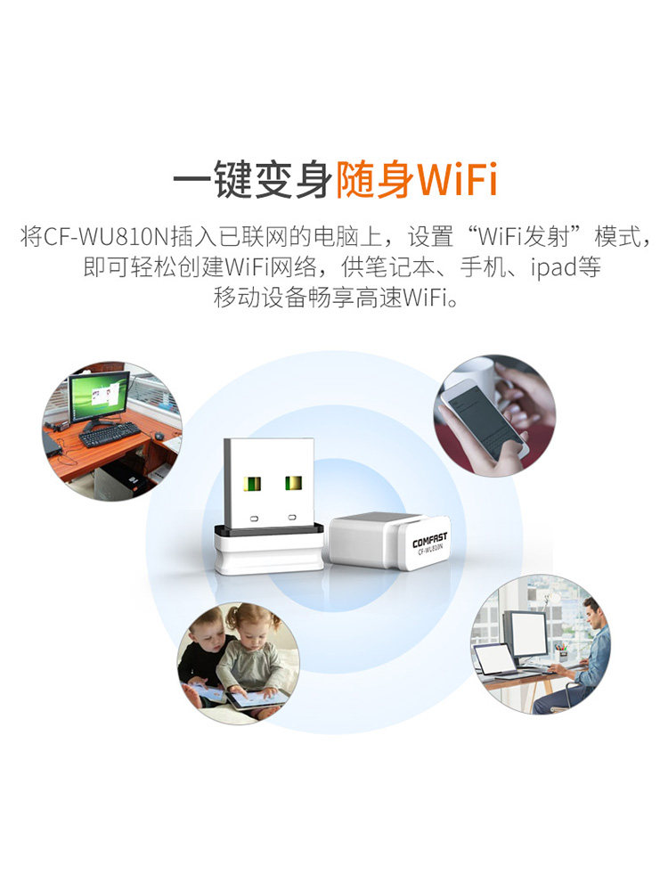 [Linux/Ubuntu/Deepin]Wu810N Black Apple Mini USB Wireless Network Card Desktop Laptop Wifi Receiver Mac Mobile Hotspot Signal Transmitter