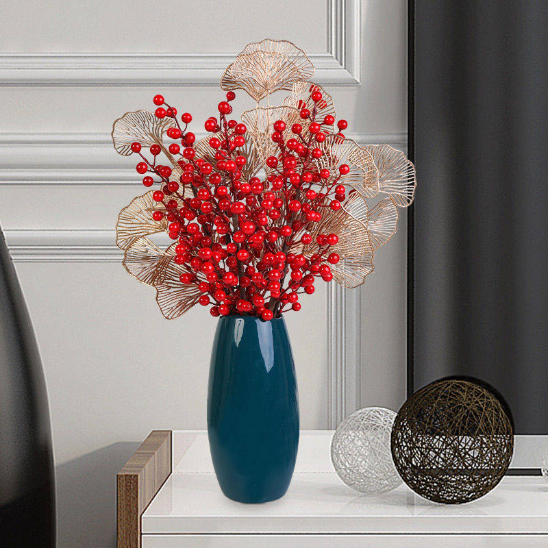 Fortune fruit simulation flower decoration living room coffee table display flowers red berries New Year's Eve flower red fruit lucky fruit decoration