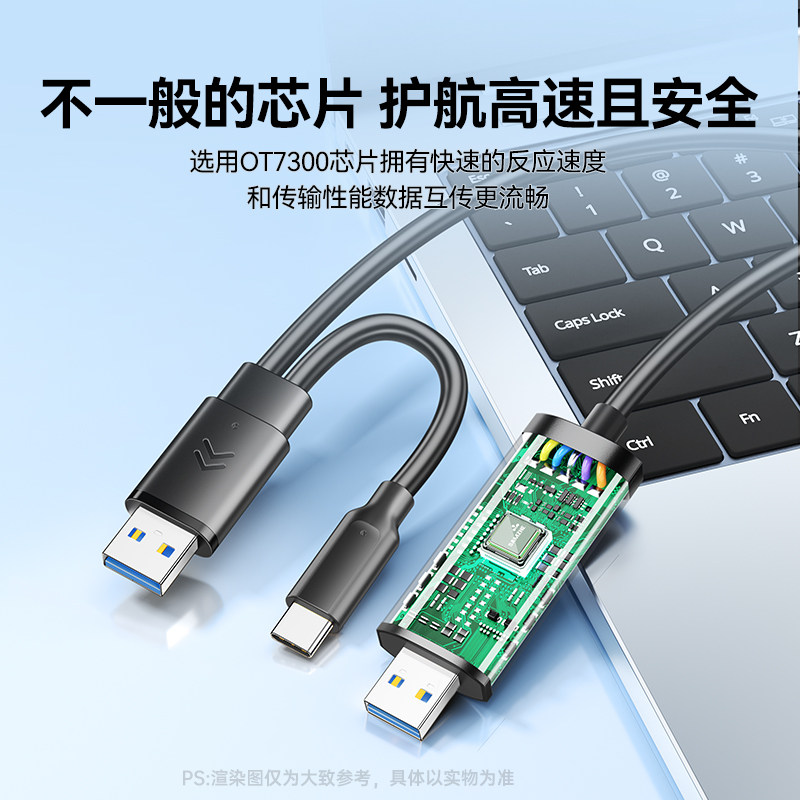 Shanze Usb3.0 Data Transfer Cable Male-To-Male Computer Data Transfer Type-C Laptop Shared Keyboard Mouse Desktop Connection Cable File Copy Transfer Dual-Head USB Online Data Cable Transmission