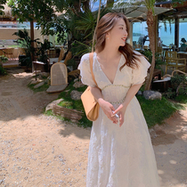 sandro tonali new French small fragrant style embroidered dress temperament white dress fairy Super fairy long dress